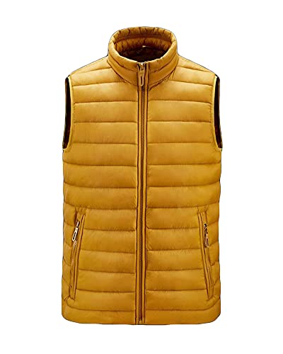 YAOTT Herren Übergangsjacke Herbst/Winter lässige ärmellose Daunenjacke Stehkragen keine lässige Jacke Outdoor-Kletter-Daunenweste Steppweste leichte Jacke Mantel sportliche Wärme Gelb 3XL von YAOTT