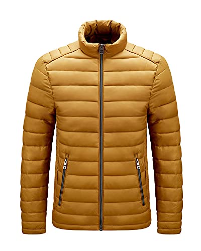 YAOTT Herren lässige Daunenjacke Steppjacke Herbst und Winter Übergangsjacke Outdoor Bergsportjacke Sport wind- und wasserdicht Windjacke Business leichte Daunenjacke warme Jacke Gelb M von YAOTT