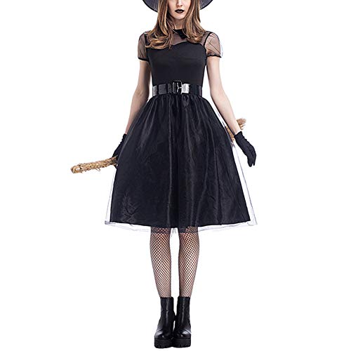 YAOTT Hexen Kostüm Mit Hexenhut Für Damen Fasching Karneval Halloween Kleid Schwarz XXXL von YAOTT