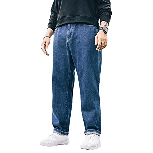 YAOTT Jeans Herren Übergröße Jeanshose Mittlere Taille Denim Hose Männer Elastizität Jeans Hosen Mode Geradem Bein Hose Große Größen Breite Beine Lässige Lose Komfortabel Harems Denimhosen Farbe1 8XL von YAOTT