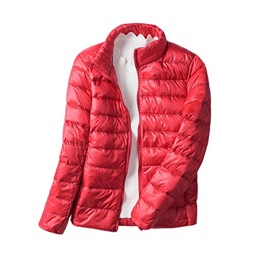 YAOTT Leichte Daunenjacke Damen Steppjacke Daunen Winterjacke Übergangsjacke Rot 3XL von YAOTT