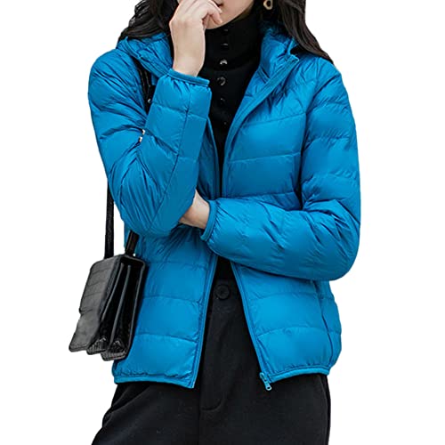 YAOTT Leichte Daunenjacke Mit Kapuze Daunen Kurz Steppjacke Ultraleichte Mit Abzippbarer Weich Und Dünn Langarm Verpackbar Slim Mantel Mit Taschen Hohe Qualität,Blau,5XL von YAOTT