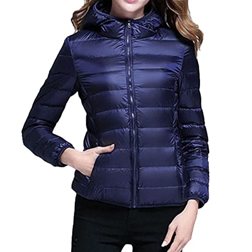 YAOTT Leichte Daunenjacke Mit Kapuze Daunen Kurz Steppjacke Ultraleichte Mit Abzippbarer Weich Und Dünn Langarm Verpackbar Slim Mantel Mit Taschen Hohe Qualität,Marine,5XL von YAOTT