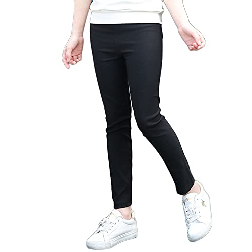 YAOTT Mädchen Leggings Jeans-Optik Lang Hosen Stretch Leggins Hose Elastischen Taille Slim Fit Jeggings Legins Hosen,Schwarz,140 von YAOTT