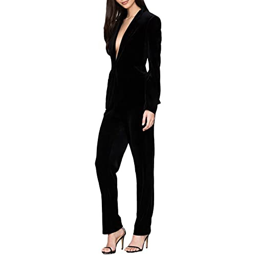 YAOTT Samt Hosenanzug Damen Zweiteiliger Anzug Set Elegant Revers Business Büro Blazer Langarm Anzugjacke mit Anzughosen Set Slim Fit Formal Modern Blazer Hose 2 Stück Farbe A XS von YAOTT