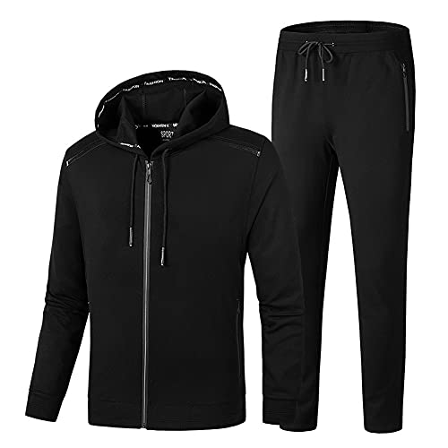 YAOTT Trainingsanzug Herren Jogginganzug Kapuzenpullover mit Reißverschluss+Jogginghose Männer Übergröße Sportanzug Fitness Outfit Sweatjacke und Sporthose Sportbekleidung Freizeitanzug Hausanzug von YAOTT