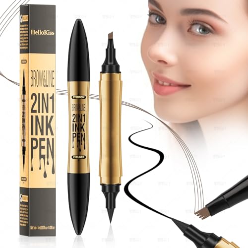 YAOZUP Magischer Augenbrauenstift, 2 en 1 Upgrade Multifunction Wasserdichter 3D Augenbrauenstift mit 4 Gabelspitzen, Präziser Brauenstift Erzeugt mühelos natürlich aussehende Brauen (Hellbraun) von YAOZUP