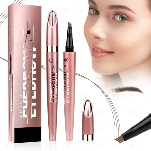 YAOZUP Magischer Augenbrauenstift, Wasserdichter 3D Augenbrauenstift mit 4 Gabelspitzen, Erzeugt mühelos natürlich aussehende Brauen (Hellbraun) von YAOZUP