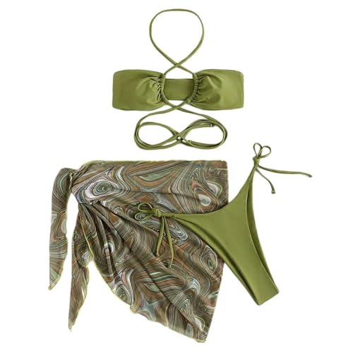 YAPAILANG 3-teiliges Damen-Badeanzug-Set, bedruckt, sexy Badeanzug mit Strandrock für den Urlaub YAPAILANG 3-teiliges Damen-Badeanzug-Set, bedruckt, sexy Badeanzug mit Strandrock für den Urlaub von YAPAILANG