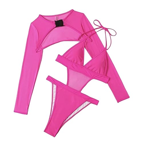 YAPAILANG Damen-Badeanzug mit Ausschnitt, modisch, fluoreszierend, zweiteilig, lange Ärmel, Badeanzüge mit Schnalle, Strandkleidung YAPAILANG Damen-Badeanzug mit Ausschnitt, modisch, fluoreszierend, zweiteilig, lange Ärmel, Badeanzüge mit Schnalle, Strandkleidung von YAPAILANG