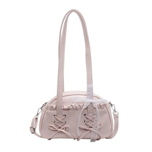 YAPAILANG Stilvolle Handtasche in Kissenform mit femininer Spitze und Schleifen, PU-Schultertaschen, Retro-Unterarm-Geldbörse für Pendler, Schleife, Kissen, Handtasche, a, One Size von YAPAILANG