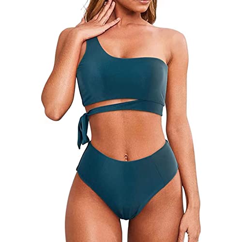 YAPAILANG Zweiteiliger Damen-Badeanzug, bedruckt, Ein-Schulter-Bikinis-Set, Schnürung, Badeanzug für Urlaub, Strandmode YAPAILANG Zweiteiliger Damen-Badeanzug, bedruckt, Ein-Schulter-Bikinis-Set, Schnürung, Badeanzug für Urlaub, Strandmode von YAPAILANG