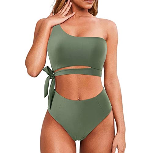 YAPAILANG Zweiteiliger Damen-Badeanzug, bedruckt, Ein-Schulter-Bikinis-Set, Schnürung, Badeanzug für Urlaub, Strandmode YAPAILANG Zweiteiliger Damen-Badeanzug, bedruckt, Ein-Schulter-Bikinis-Set, Schnürung, Badeanzug für Urlaub, Strandmode von YAPAILANG