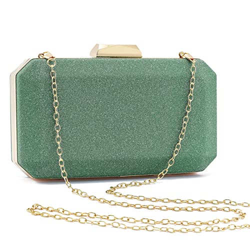 YAPAIOU Damen-Clutch mit Gittermuster, Metall, geometrische Abend-Clutch, Handtasche mit Kettenriemen, 002-grün, Classic YAPAIOU Damen-Clutch mit Gittermuster, Metall, geometrische Abend-Clutch, Handtasche mit Kettenriemen, 002-grün, Classic von YAPAIOU