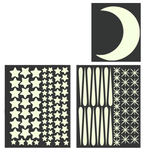 YAPKOLV 116 Stück Leuchtsterne Wandsticker Selbstklebende Leuchtende Sterne Sternenhimmel Aufkleber Fluoreszierende Sternenhimmel für Decke und Wand Dekorieren von YAPKOLV