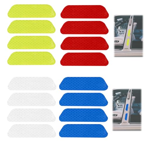 YAPKOLV 16 Stück Reflektierende Aufkleber für Autos Warnung Anti-Kollisions-Reflektoraufkleber (Rot, Weiss, Blau, Gelb) von YAPKOLV