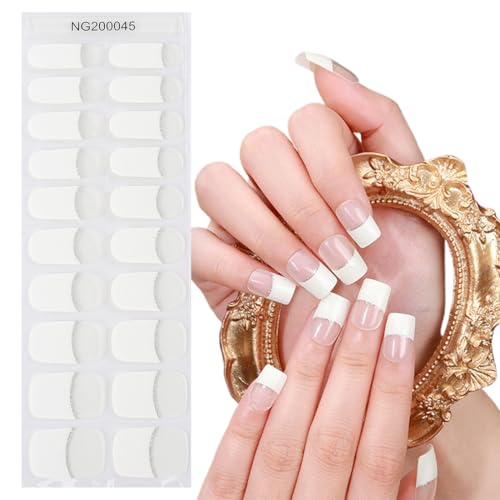 YAPKOLV 16 UV-Gel-Nagellack-Aufkleber mit Trage-Tools, extra dünne French Tips, Haftung an natürlichen Nageln und lackierten, Acryl-, Gel- und Shellac-Nageln von YAPKOLV