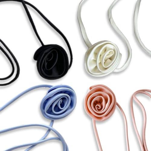 YAPKOLV 4 Stück Elegante Halskette mit Blumen und gotischen Rosen, perfekt für Damen, Partys und besondere Anlässe von YAPKOLV