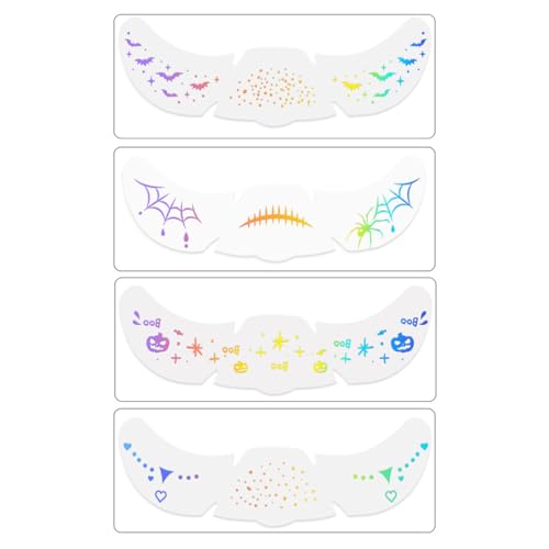 YAPKOLV 4er-Set funkelnde Sommersprossen-Tattoos, farbenfrohe Gesichts-Aufkleber, perfekt für Partys, Halloween & Karneval von YAPKOLV