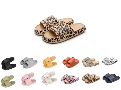 Badeschuhe Damen Herren Cozislides Original Slippers Leopard Wolken Slipper Cloudyzz Schlappen Super Weiche Airfloppy Hausschuhe rutschfeste Pantoletten Badelatschen Offener Zehentranner Sommer von YAQUEKOU