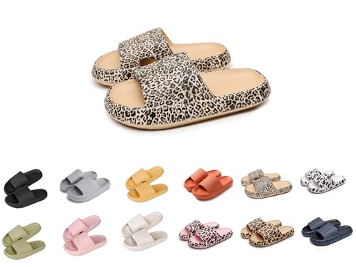 Badeschuhe Damen Herren Cozislides Original Slippers Leopard Wolken Slipper Cloudyzz Schlappen Super Weiche Airfloppy Hausschuhe rutschfeste Pantoletten Badelatschen Offener Zehentranner Sommer von YAQUEKOU