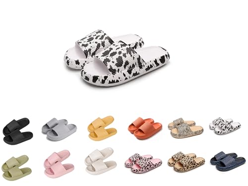 Badeschuhe Damen Herren Cozislides Original Slippers Leopard Wolken Slipper Cloudyzz Schlappen Super Weiche Airfloppy Hausschuhe rutschfeste Pantoletten Badelatschen Offener Zehentranner Sommer von YAQUEKOU