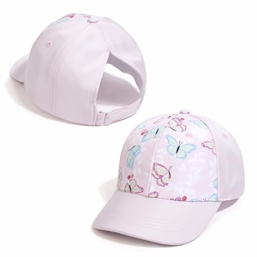 Cap Kinder Mädchen Kappe Verstellbarer Snapback Regenbogen Baseballkappe Leopard Baseball Cap Sonnenhut Kinder Basecap Schirmmütze Mädchen (DE/NL/SE/PL, Alter, 3 Jahre, 10 Jahre, Schmetterling) von YAQUEKOU