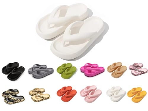 YAQUEKOU Badeschuhe Herren Damen Flip Flops Cloud Slides Slippers Badeschlappen Cloudyzz Schlappen Wolke Hausschuhe Gummi Home Slippers rutschfeste Pantoletten Sommer Garten Badelatschen von YAQUEKOU