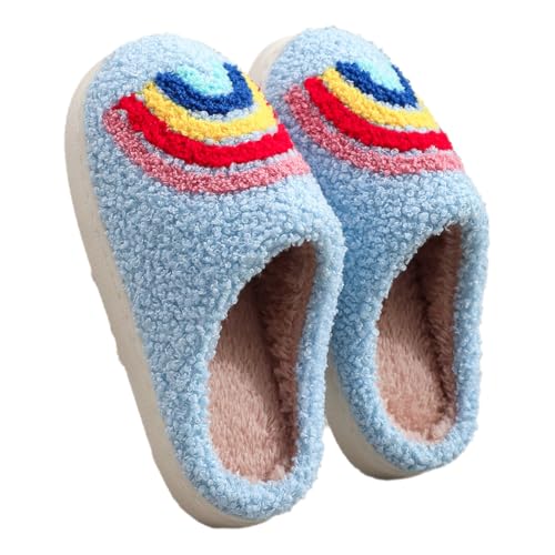 YAQUEKOU Hausschuhe Kinder Winter Erwachsener Slippers Plüsch Pantoffeln Regenbogen Schuhe Teenager Mädchen Winterschuhe von YAQUEKOU