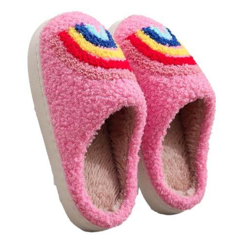 YAQUEKOU Hausschuhe Kinder Winter Erwachsener Slippers Plüsch Pantoffeln Regenbogen Schuhe Teenager Mädchen Winterschuhe von YAQUEKOU