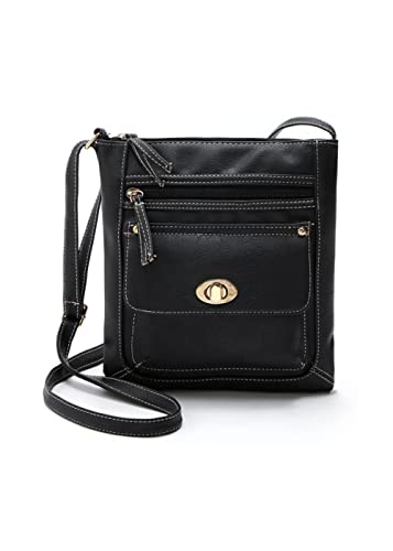 YAQUNICER Damen Retro Messenger Bag Mehrfach-Tasche Kleine Umhängetasche Geldbeutel Satchel-Schwarz von YAQUNICER