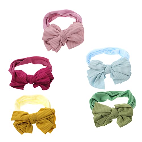 5Stücke Bow Stirnbänder Nylon Weiche Turban Kopfbedeckung für Neugeborene Unisex Haarschmuck Verschiedenen Dunkellila von YARNOW