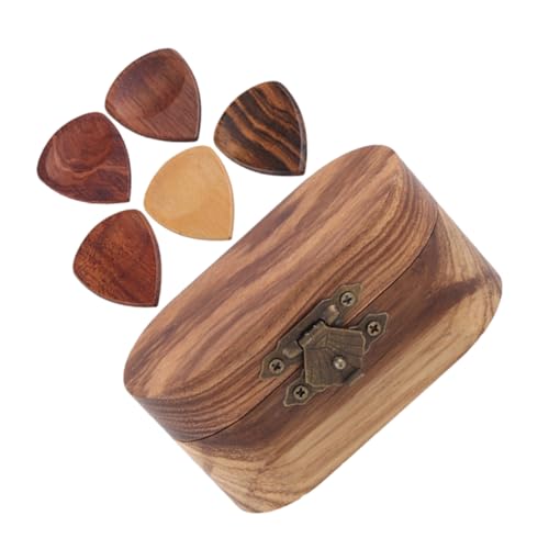 YARNOW 1 Satz Akustikgitarren Plektren mit Holz Aufbewahrungsbox Teiliges mit Holz Picks für Gitarre und Ukulele Stabil und Langlebig Praktischer Organizer für Einfaches Zugreifen von YARNOW