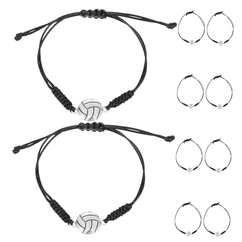YARNOW 10 Stück Volleyball Armbänder Geflochtene Kordel Sportliche Team Armbänder mit Volleyball Anhänger für Mädchen Jungen Athleten Komfortabel Motivationsschmuck von YARNOW