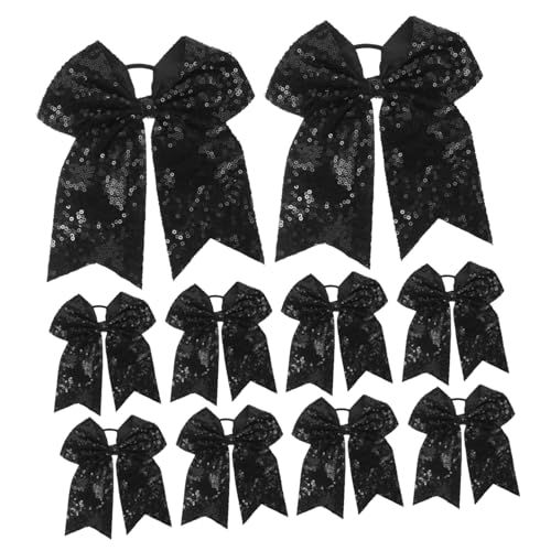 YARNOW 10 Stück Cheerleader Haarbögen Elastische Haargummis Für Mädchen Schwarz Aus Strapazierfähigem Stoff Für Feiertage Und Cheerleading von YARNOW