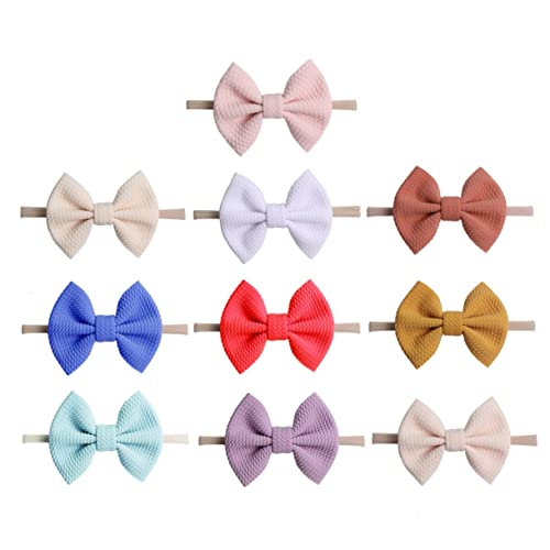 YARNOW 10stücke Stirnband Mit Schleife Elastisches Nylon-kopftuch Haarband Für Neugeborene Kopfschmuck Partyzubehör Strapazierfähig Lichtecht Verformungsbeständig Niedliches Design von YARNOW