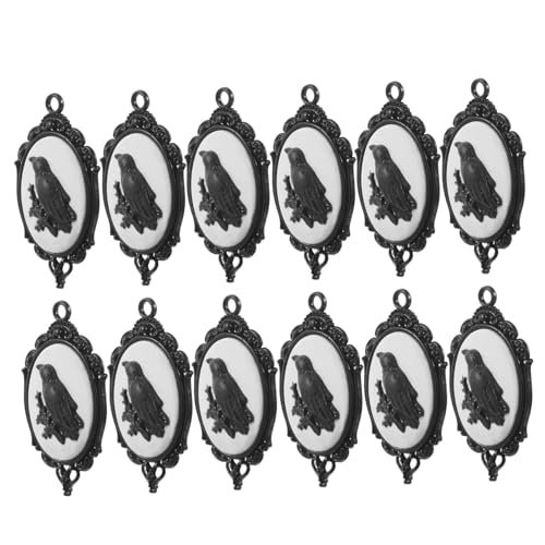 YARNOW 12 Stück Teiliges Halloween Anhänger mit Ovalen Krähendesigns Legierte Schmuckanhänger für Schmuckherstellung für Halsketten Armbänder Ohrringe DIY Bastelzubehör von YARNOW