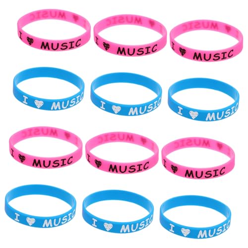 YARNOW 12 Stück Teiliges I Love Music Armbänder aus Buntem Silikon Stretch Armbänder für Musikfestivals Partys und Konzertzubehör Einzigartiges Design Vielseitig Einsetzbar von YARNOW
