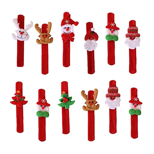 YARNOW 12 Stück Teiliges Weihnachts Slap Armband Kreative Party Mitgebsel Weicher Veloursstoff Sicher zu Tragen Bunte Xmas Handgelenksdekoration für Weihnachten Neujahr von YARNOW