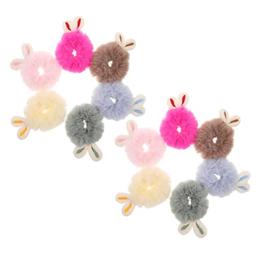 YARNOW 12Stücke Plüsch Haargummis mit Hasenohren für Weiche und Elastische Haarseile Niedliches Design für Täglichen Gebrauch und Besondere Anlässe Haarschmuck von YARNOW