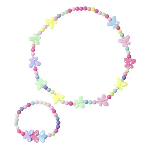 YARNOW Mädchen Schmuckset 1 Satz Schmetterlinge Hals Schmuck Acryl Perlen Schmuck für Kleinkinder 2-6 Kreatives Dress Up Zubehör für Junge Mädchen von YARNOW