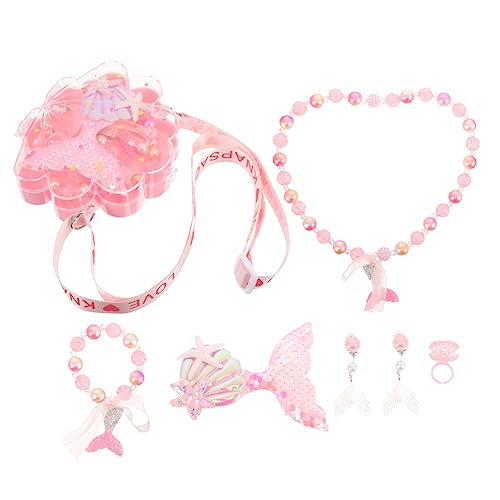 YARNOW 1Satz Schmuckset für Teiliges Meerjungfrau Design Halskette und Armband für Kleinkinder mit Aufbewahrungsbox und Rollenspiele von YARNOW