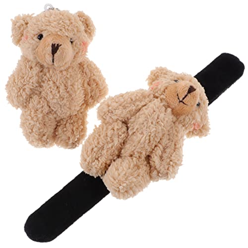 YARNOW 2 Stücke Kinder Schlagarmband mit Bärenmotiv Plüsch Handgelenk Band Lustige Slap Bands für Erwachsene und Kinder für Partys und Druckknopfarmbänder für von YARNOW