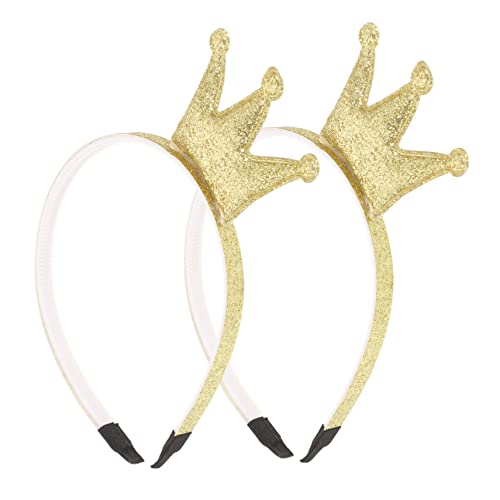 YARNOW 2 Stück Glitzernde Haarbänder für Mädchen Goldene Krone Stirnbänder für Weihnachtsfeiern und Kostümpartys für Prinzessinnen und Kindergeburtstage von YARNOW