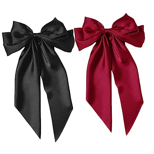 YARNOW 2 Stück Große Haarschleifen für Frauen Haarspangen Satin für Verschiedene Anlässe Teenager zu Jedem Outfit Tragbar von YARNOW