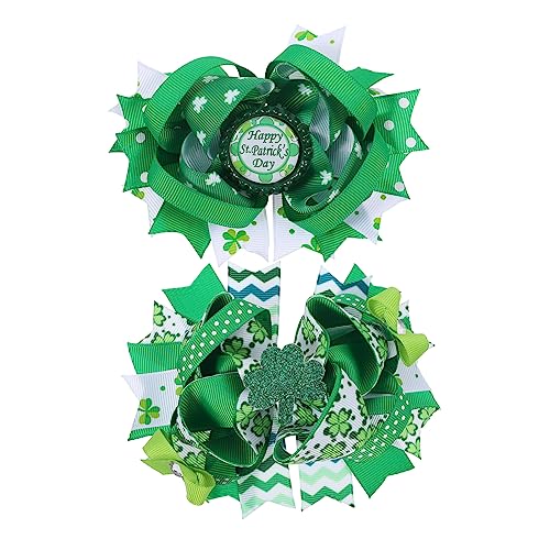 YARNOW 2 Stück Haarklammern Kleeblatt für Patrick's Day Haarspangen mit Schleife Haarschmuck Accessoires für Feiern und von YARNOW