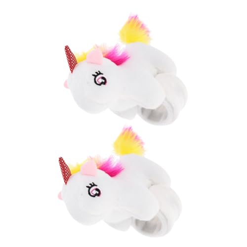 YARNOW 2 Stück Plüsch Einhorn Schnapparmband Flauschiges Tierarmband Kuscheliges Slap Armband Weiches Party Kindergeburtstag Dekoration von YARNOW