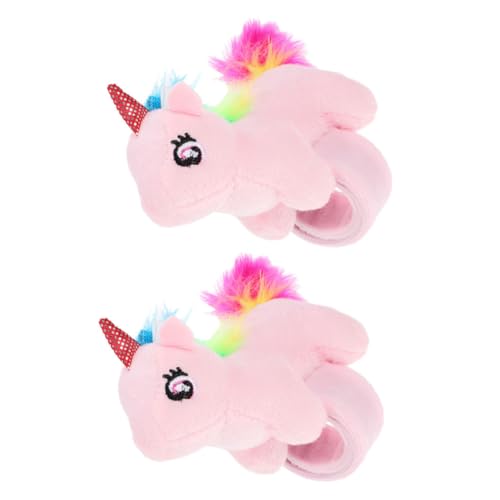 YARNOW 2 Stück Plüsch Einhorn Slap Bands Kuscheliges Schnapparmband Tiermuster Kinderarmband Partygeschenk Weiches Hugging Design Strapazierfähiges Material von YARNOW