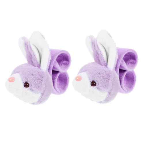 YARNOW 2 Stück Plüsch Hase Schnapparmband Weiches Kuscheltier Slap Bracelet Niedlichem Tierdesign Leichtes Armband für Geburtstagsparty Halloween Weihnachten Ostern von YARNOW