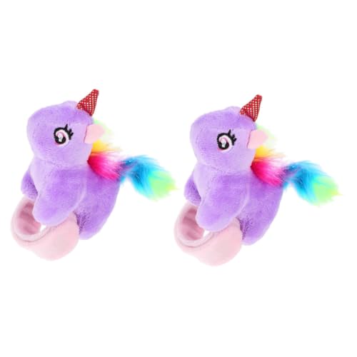 YARNOW 2 Stück Plüsch Slap Armband Kuscheliges Einhorn Design Armband Weiches Material Sicher Leicht für Kinderparty von YARNOW